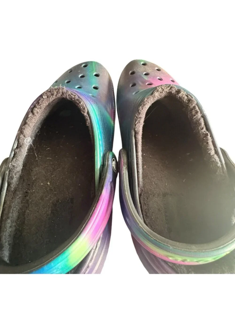 Crocs Lined Clogs Black Rainbow Tie Dye Womens 9 Mens 7 Classic